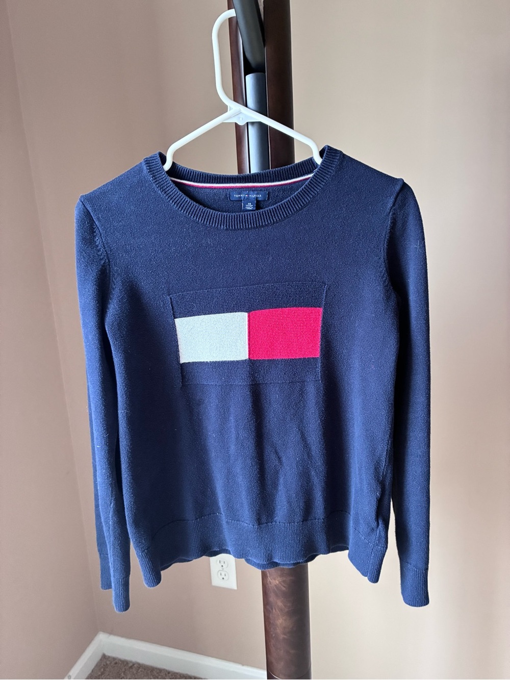 Tommy Hilfiger Navy Colorblock Crewneck Sweater - Navy/White/Red